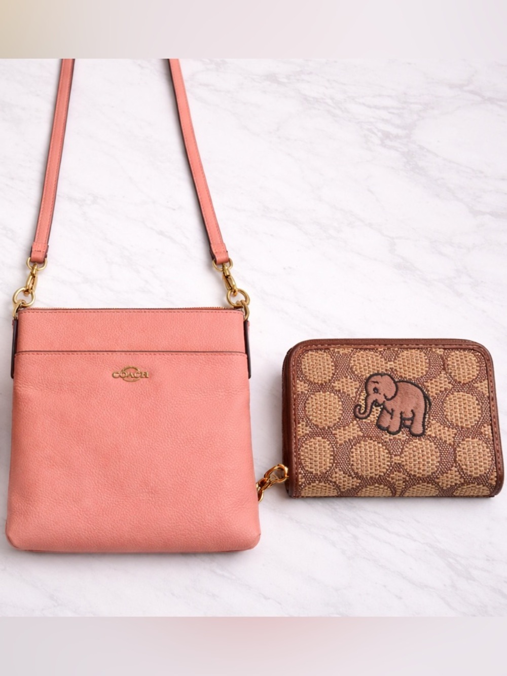 Coach Pink Pebbled Leather Crossbody Bag and wallet. *limited addition*